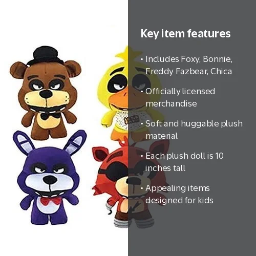 Set of 4 Five Nights at Freddy's Plush 10