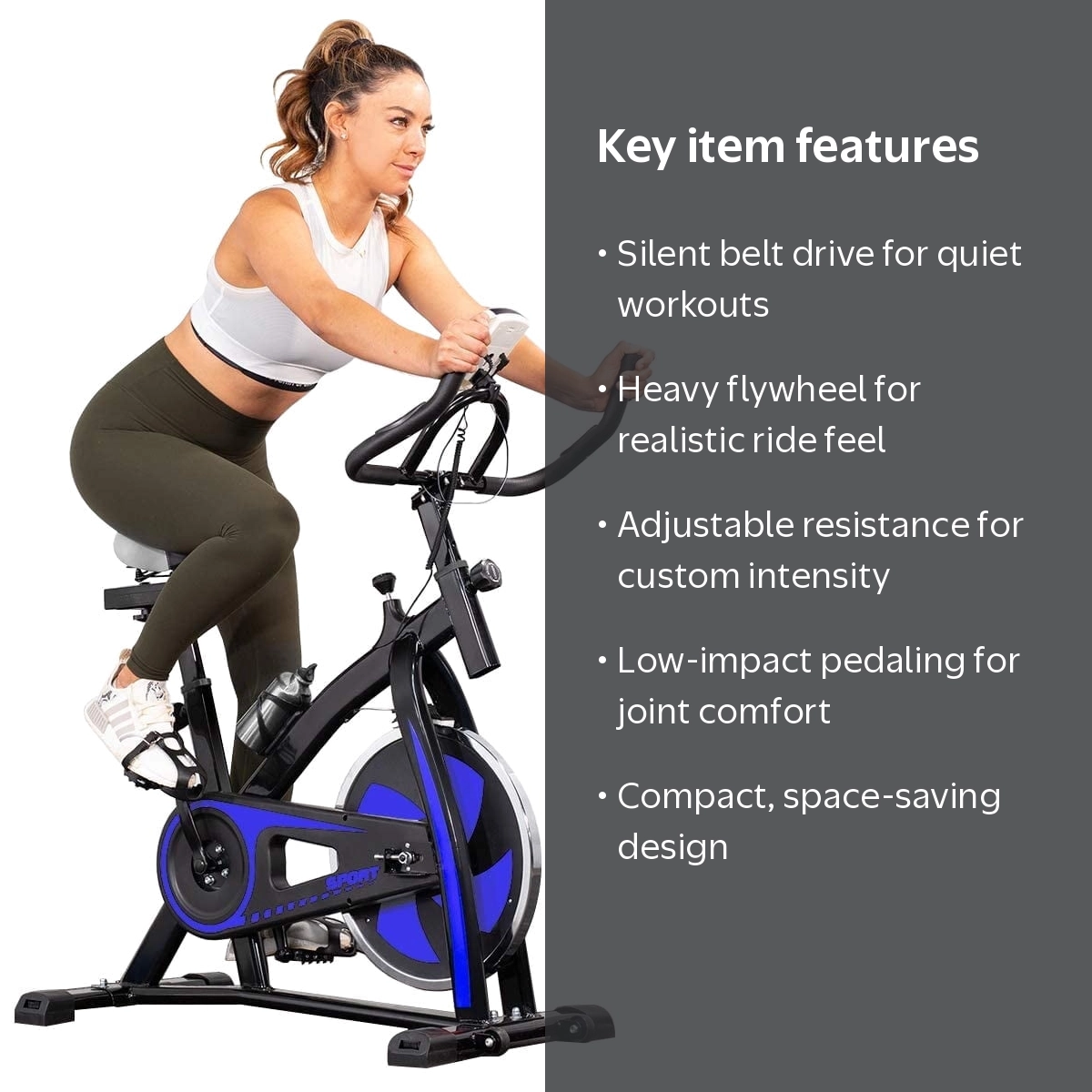 XtremepowerUS, Indoor Exercise Bike, Heavy Flywheel, Silent Belt