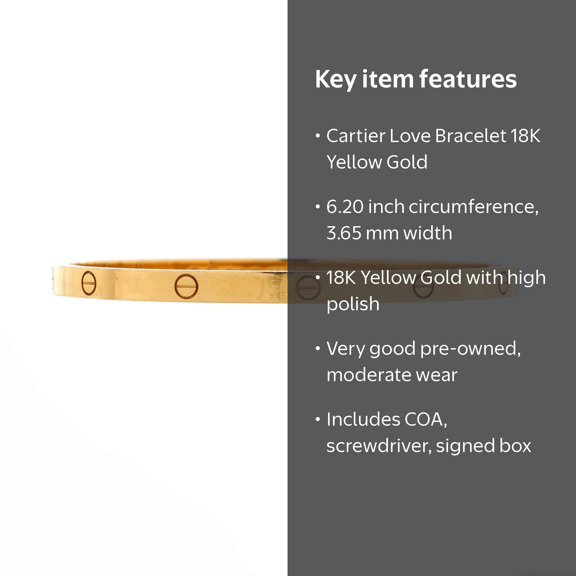 Pre-Owned Cartier Love Bracelet 18K Yellow Gold Small By Rebag 