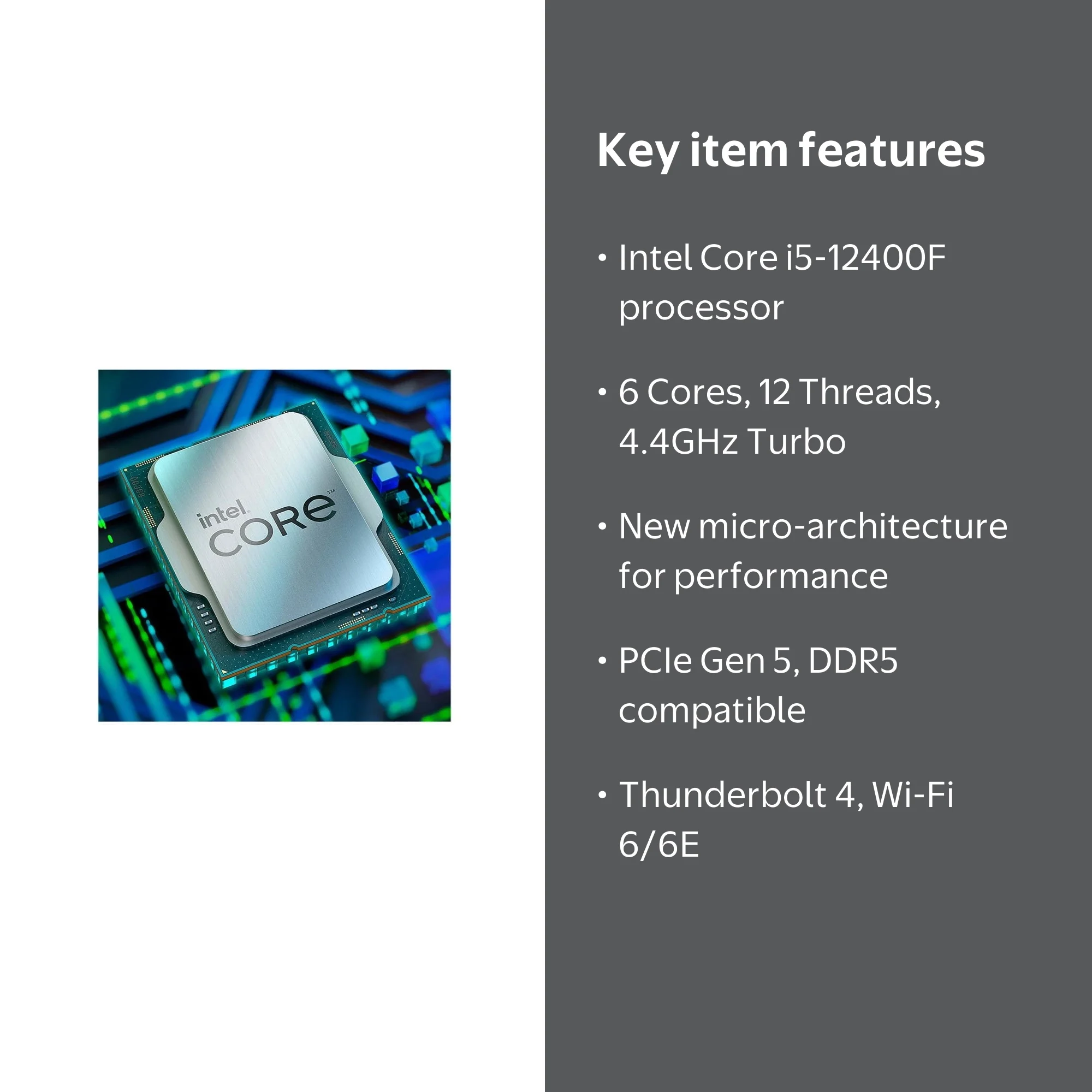 Intel Core i5-12400F Hexa-core CPU for Desktop Computer PC - 2.5
