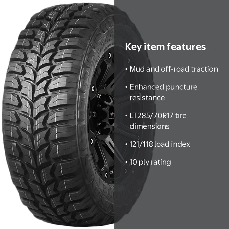 LT285/70R17 Crosswind M/T 121/118Q Load E Black Wall Tire