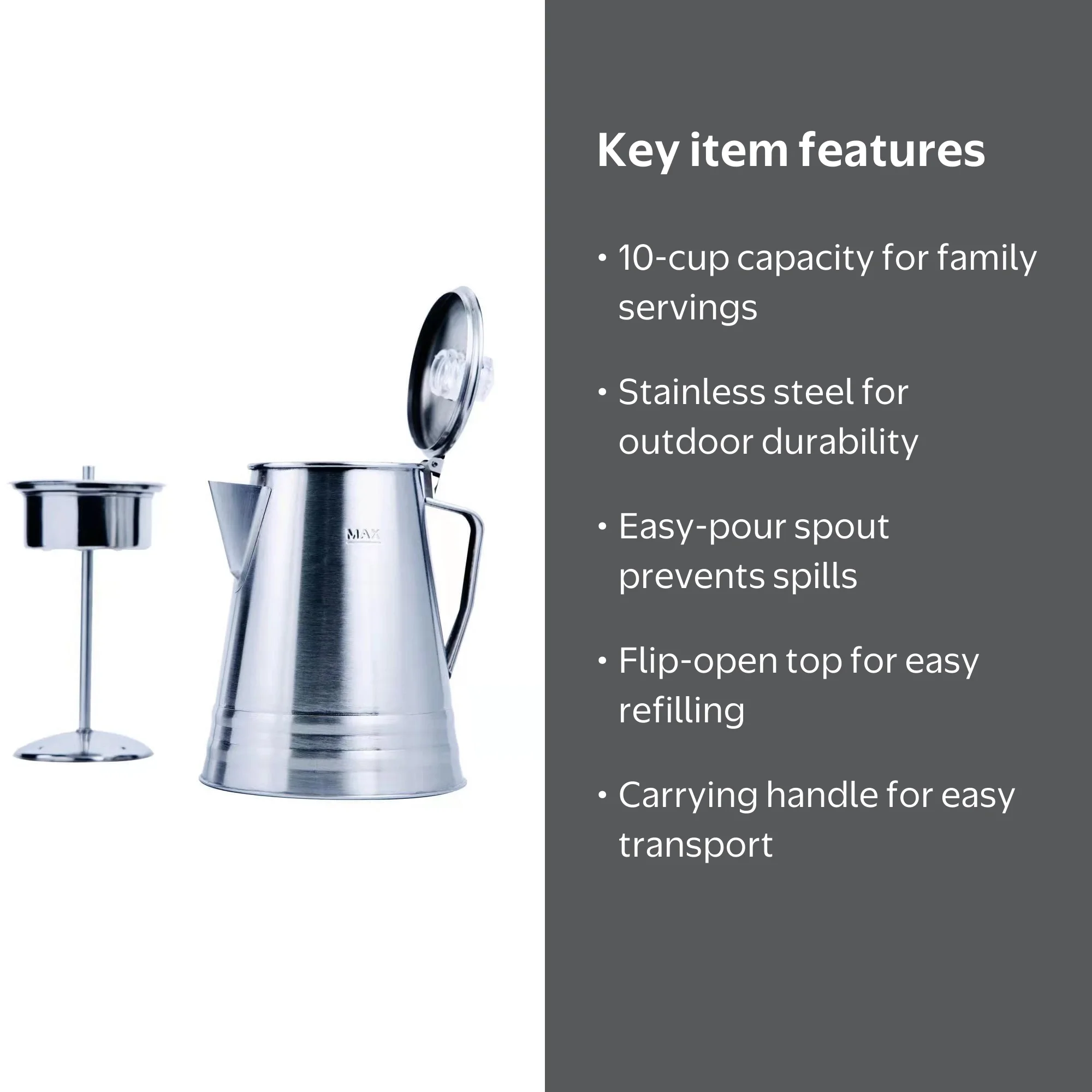 Ozark Trail Stainless Steel 10 Cup Coffee Percolator - Walmart.com