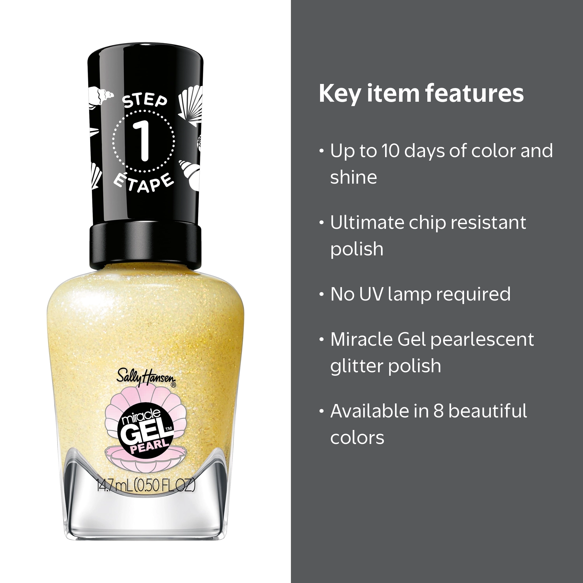Sally Hansen Miracle Gel Nail Polish, 905 Diving for Treasure, 0.5