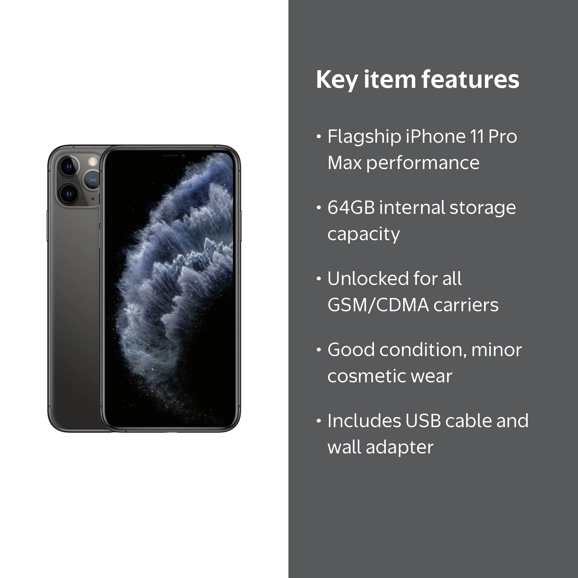Pre-Owned Apple iPhone 11 Pro Max, 64GB, Space Gray, Fully