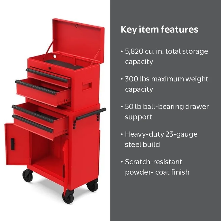 Hyper Tough 20-Inch Heavy Duty Steel Tool Chest, 300 lbs Capacity