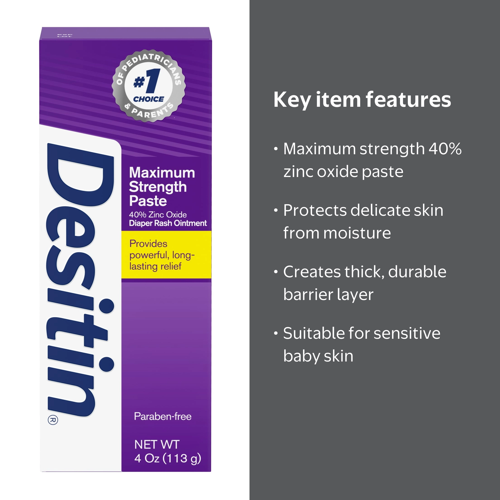 Desitin Maximum Strength Diaper Rash Paste, 40% Zinc Oxide Skin