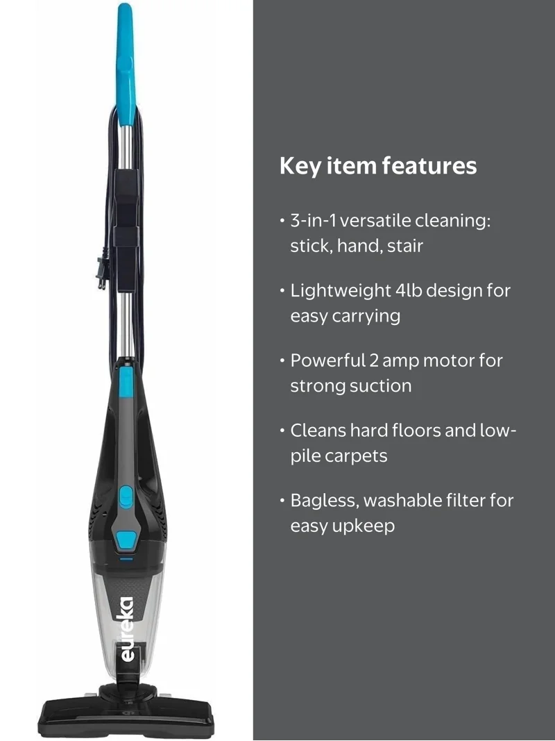 Eureka, 3-in-1 Lightweight Stick Vacuum Cleaner, Handheld Design