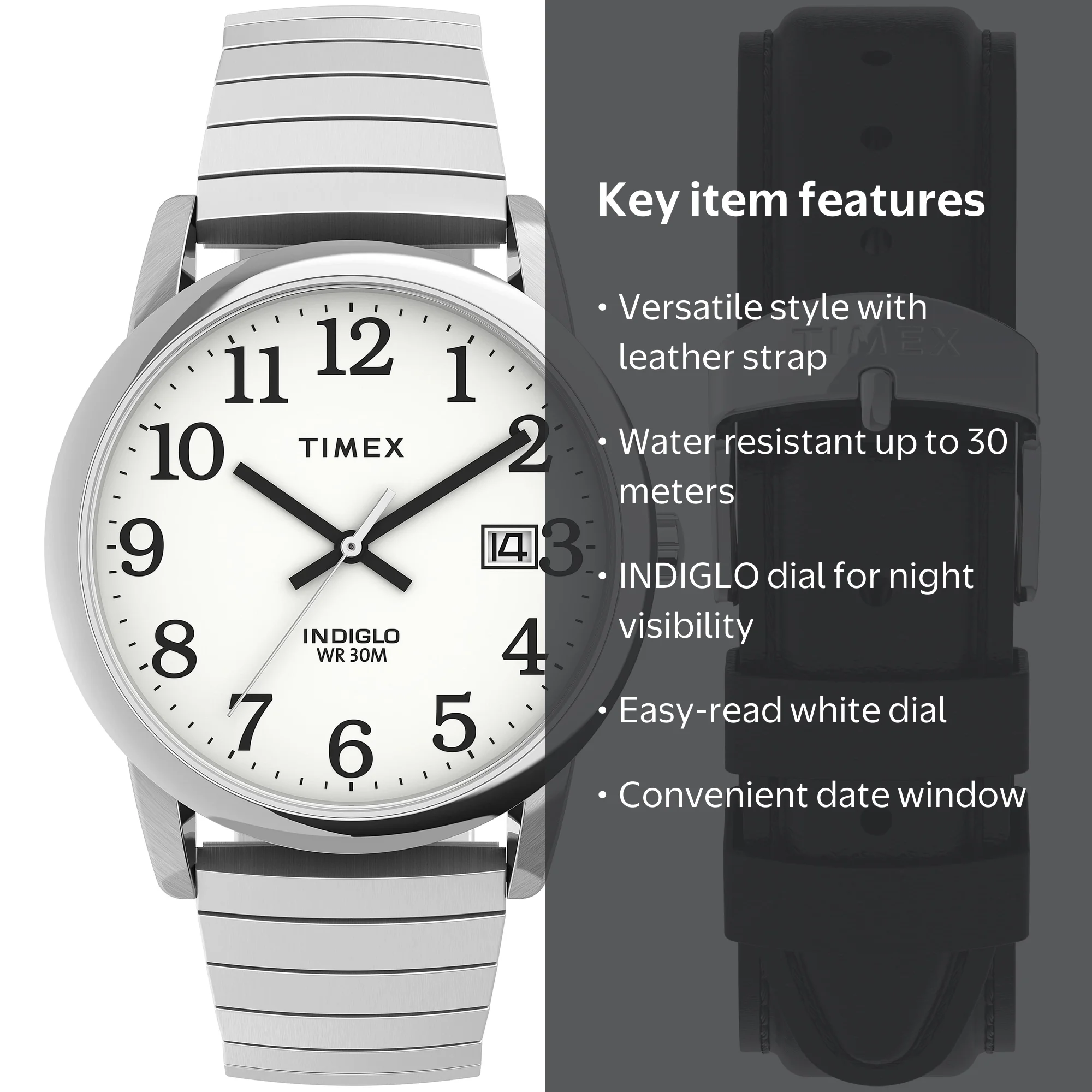 Free Shipping! Timex Indiglo Men's Stainless Steel Wristwatch