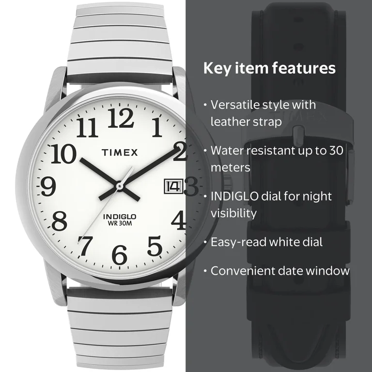 Free Shipping! Timex Indiglo Men's Stainless Steel Wristwatch