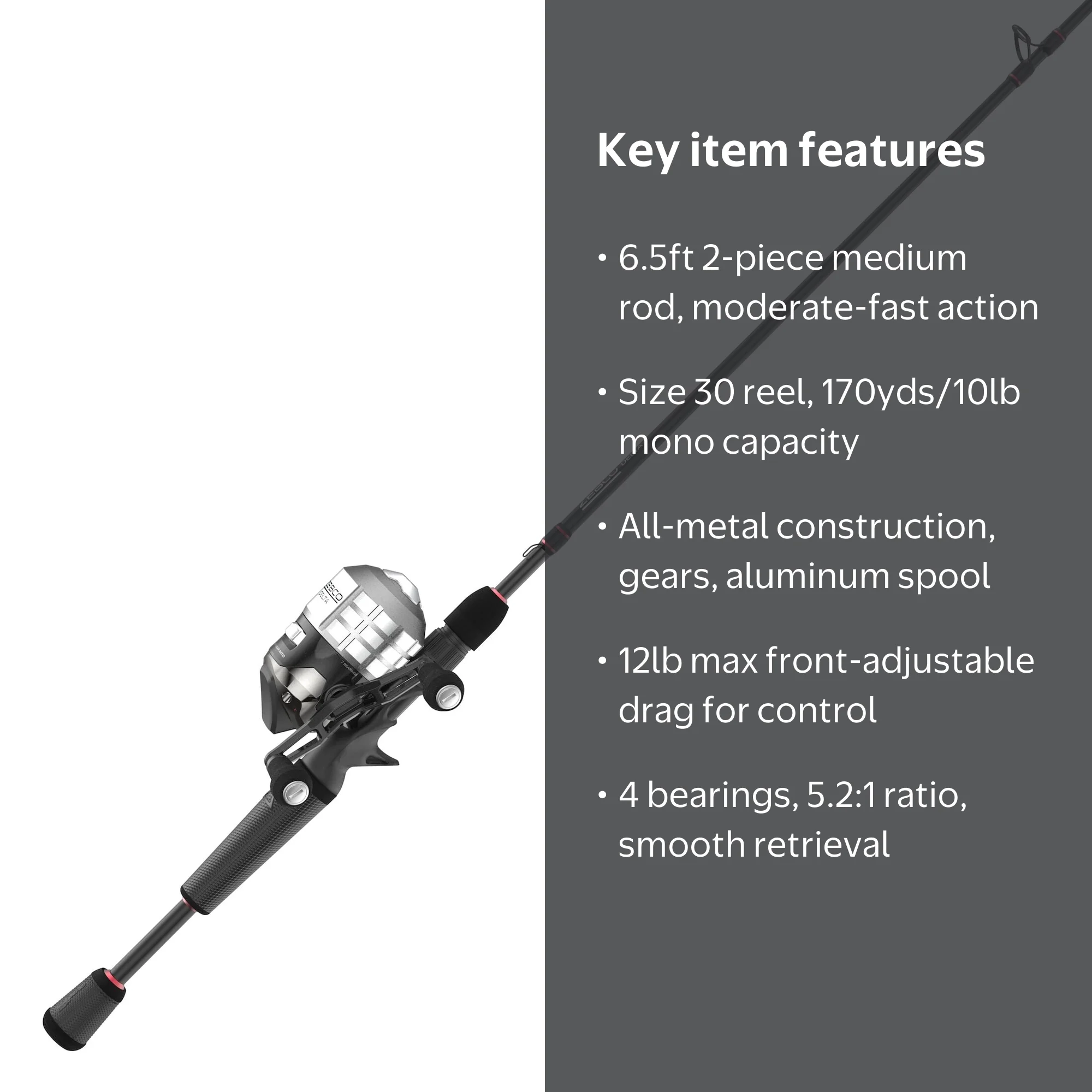Free Shipping! Zebco Delta Spincast Reel and Fishing Rod Combo, 6