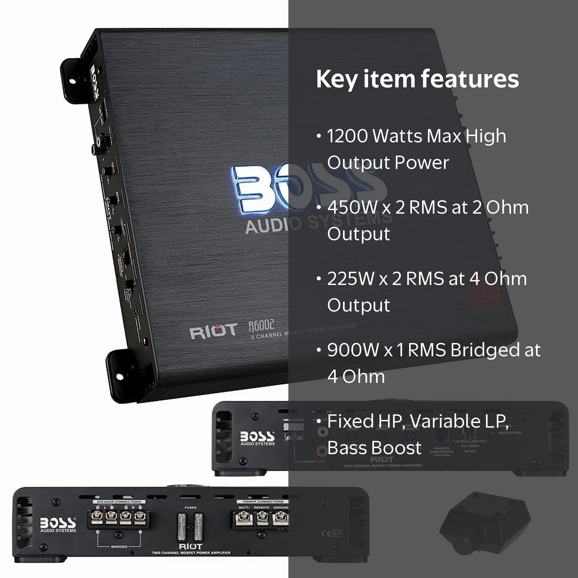 Boss Audio Systems, Car, 2-Channel Vehicle Audio Amplifier, 1200 W