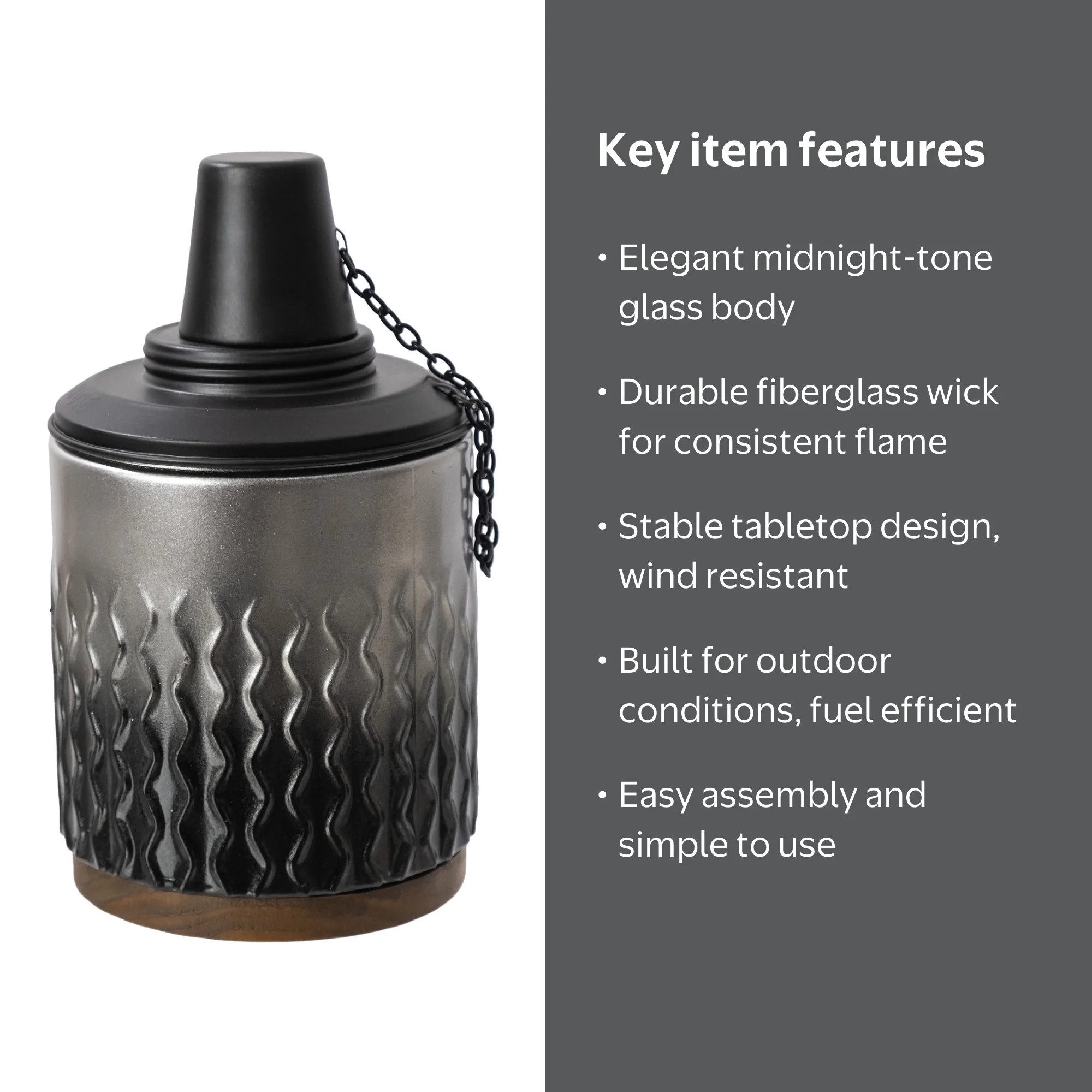 Mainstays Midnight Glass Outdoor Tabletop Torch with Fiberglass