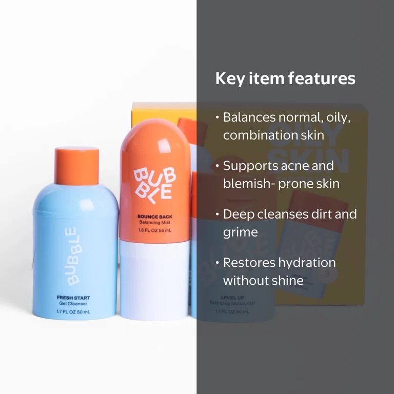Bubble Skincare 3-Step Bundle, Everyday Care, Unisex, for Normal