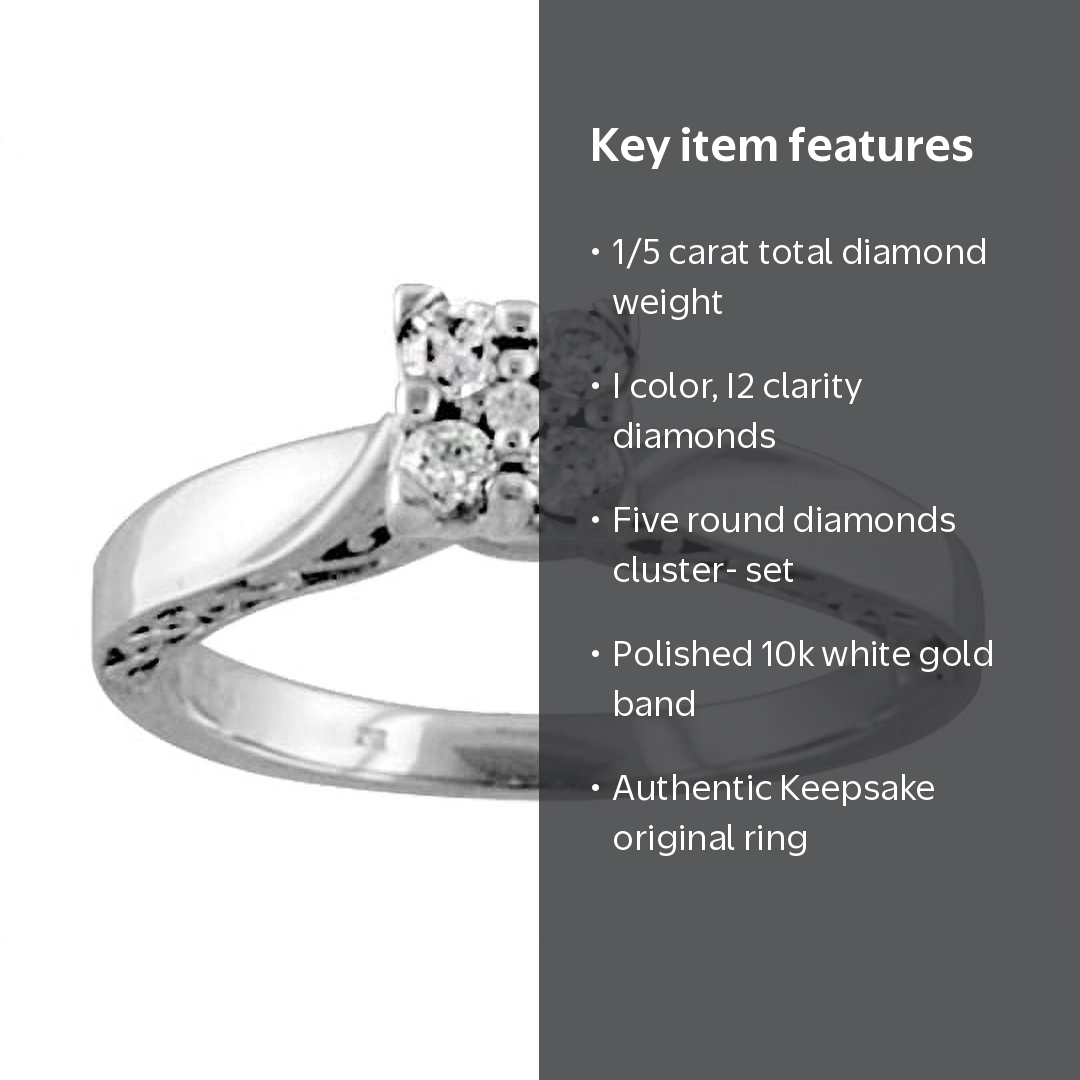 Keepsake Enchanted Princess Diamond Ring 1/5 ct. t.w. in 10K White