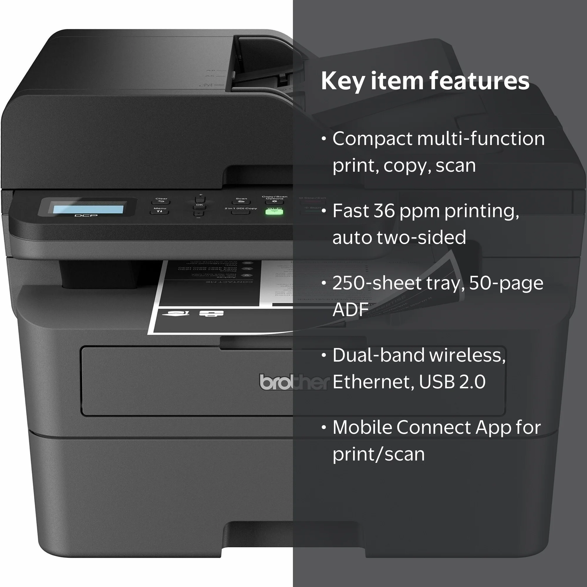 Brother, Laser Printer, 36 ppm, Monochrome Multi-Function