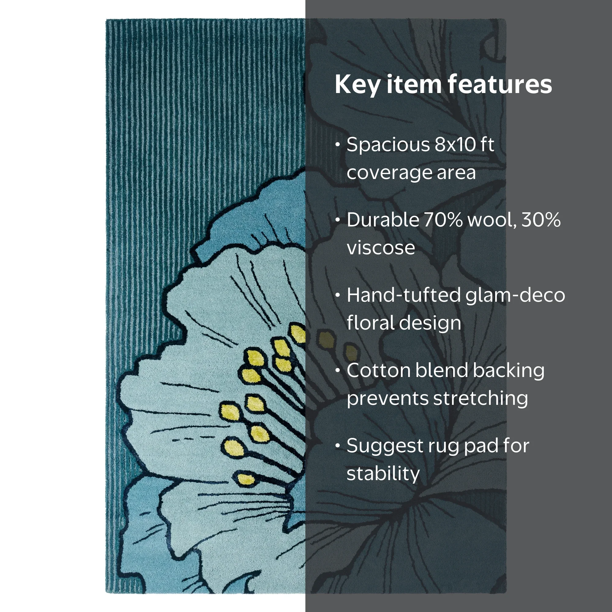 Nicole Miller Flora Bloom Area Rug - Bold Floral Design - 8x10