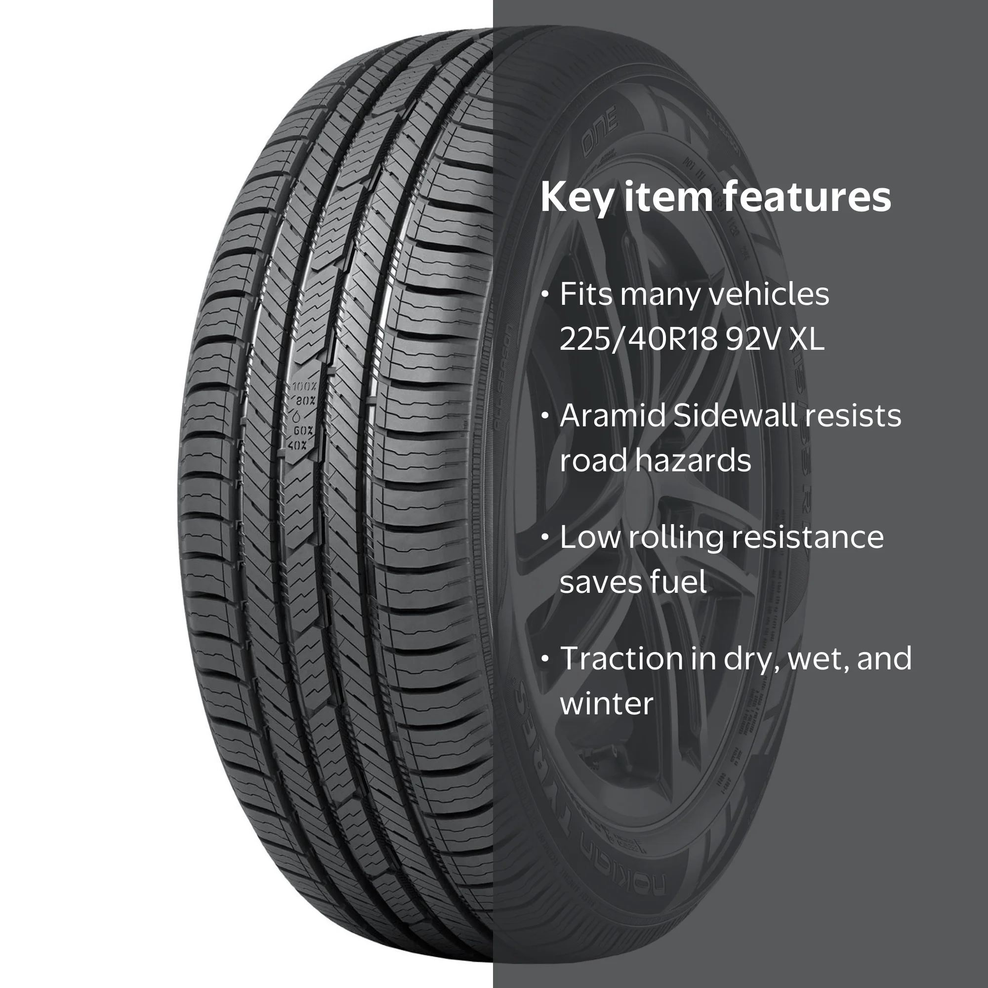 Nokian, Passenger Tire, 225/40R18 92V XL, All Season - Walmart.com