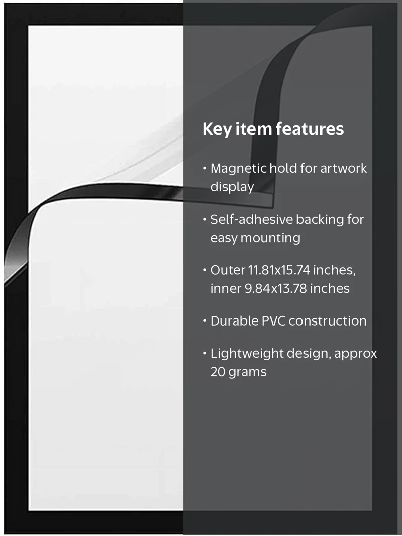 Huangting Magnetic Artwork Frame, Self Adhesive Photo Frame, 11.8