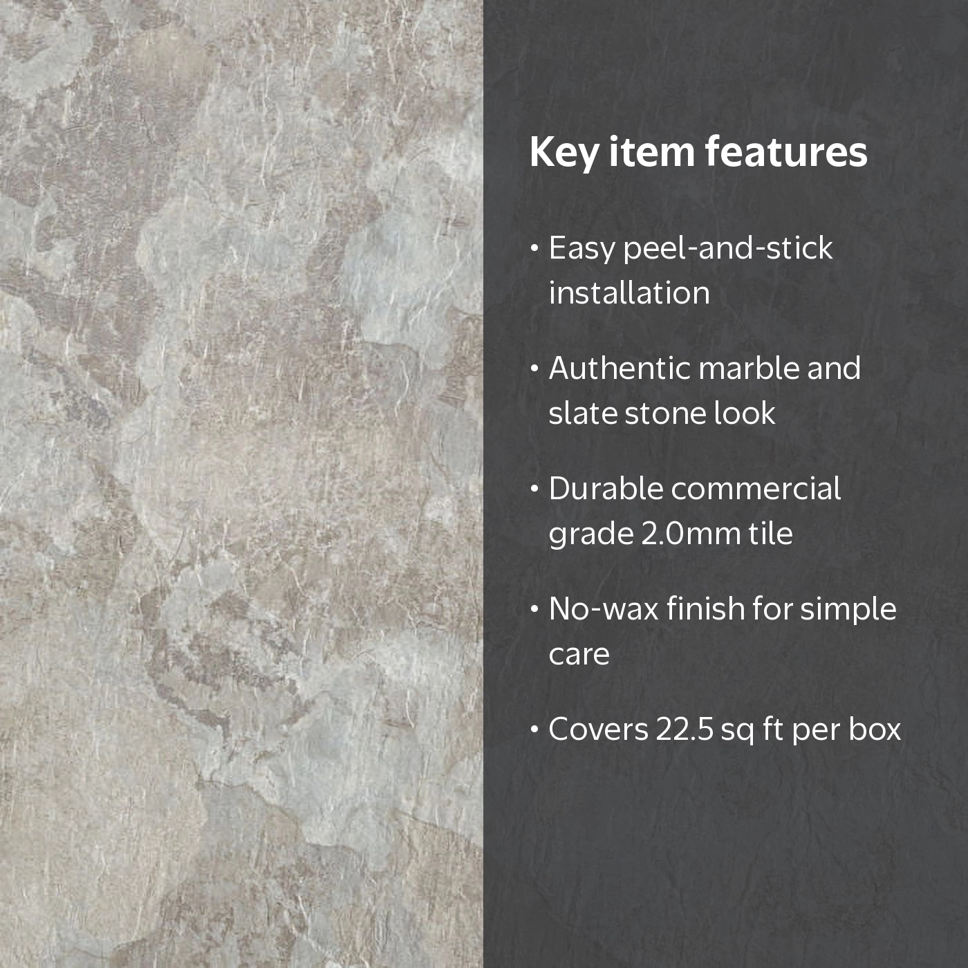 Achim, Self Adhesive Vinyl Floor Tile, 18x18, Light Gray Slate