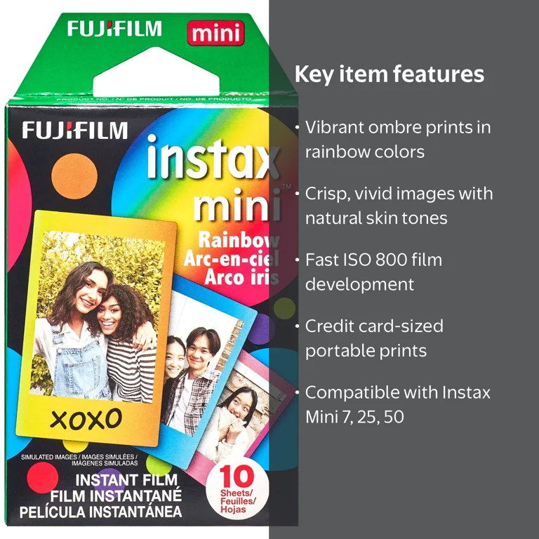 Fujifilm instax mini フィルム 10枚×10パック Fujifilm Instax Mini Film - Rainbow (10 Exposures) - Walmart.com
