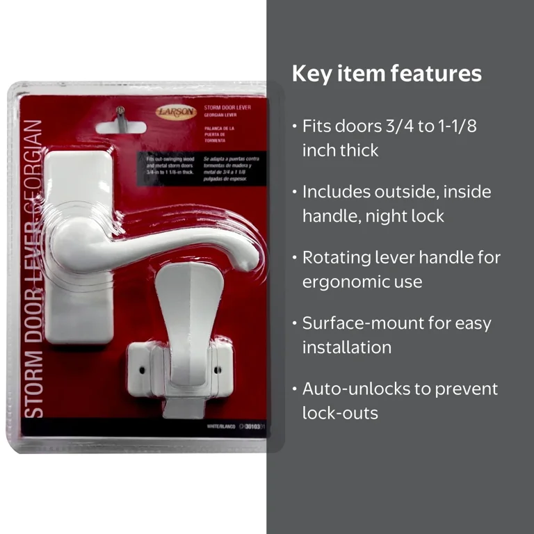 LARSON, Storm Door Latch, White, Lever Handle, 1 inch - Walmart.com