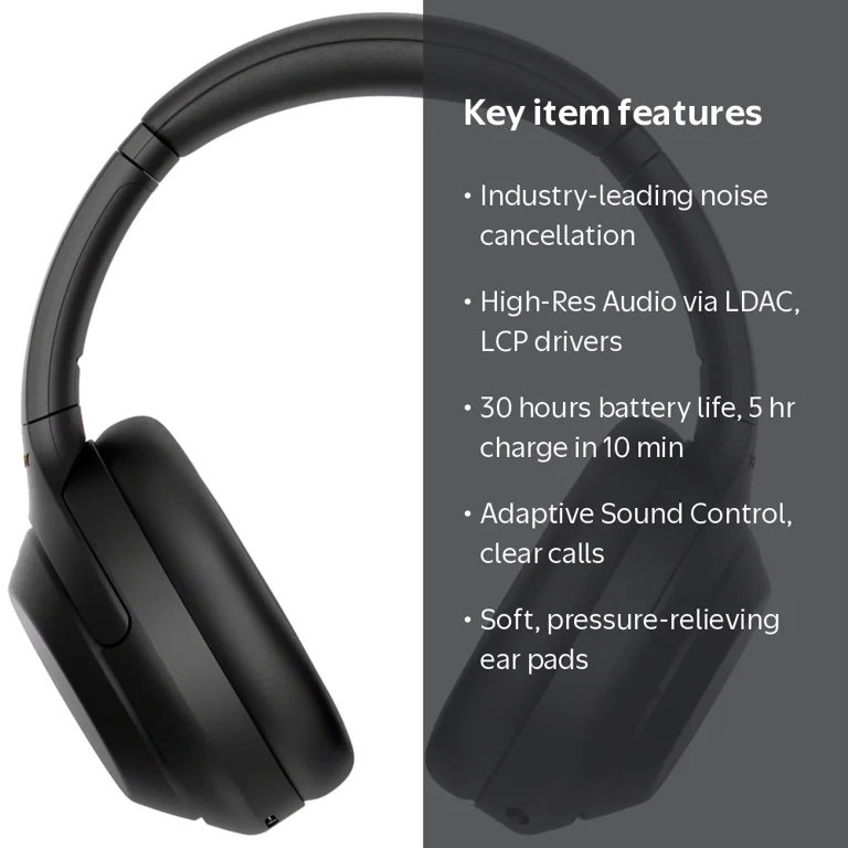 Sony WH1000XM4/B Noise Cancelling Wireless Headphones with Mic