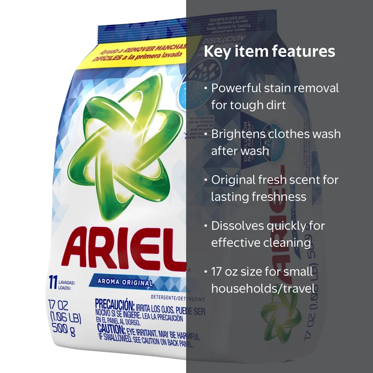 Ariel, Laundry Detergent, 17 oz, Powerful Stain Removal - Walmart.com