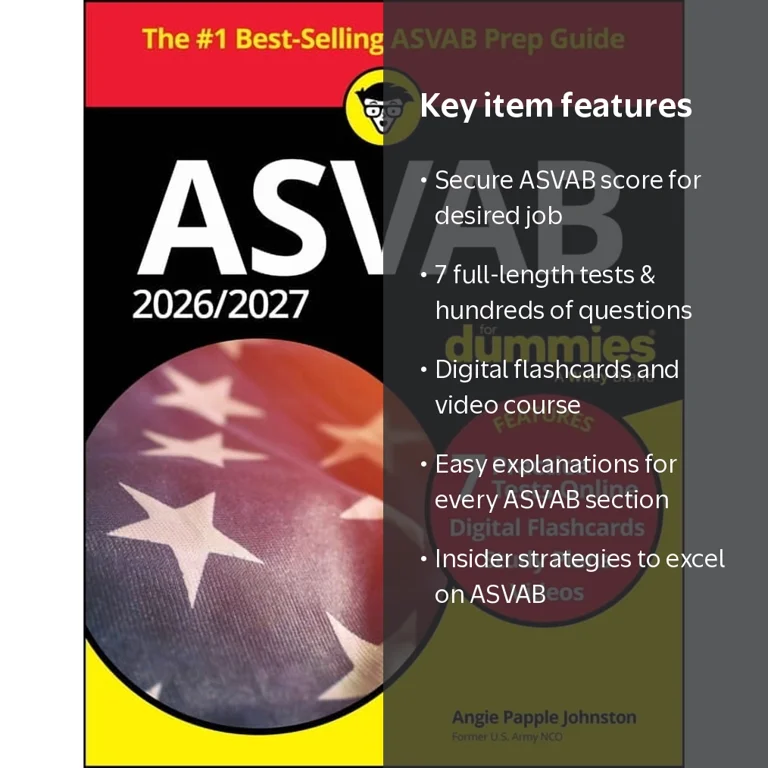 2026/2027 ASVAB for Dummies: Book + 7 Practice Tests, Flashcards