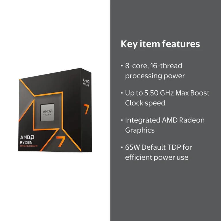 AMD, Desktop Processor, 8-Core 16-Thread, Up to 5.50 GHz Max Boost