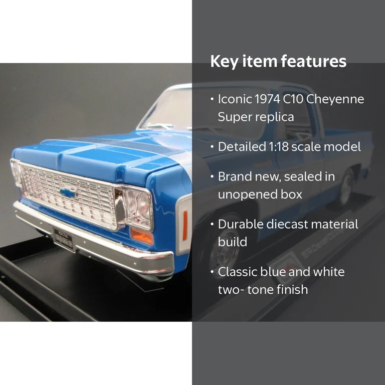 1974 Chevrolet C10 Cheyenne Super Pickup Truck Blue and White
