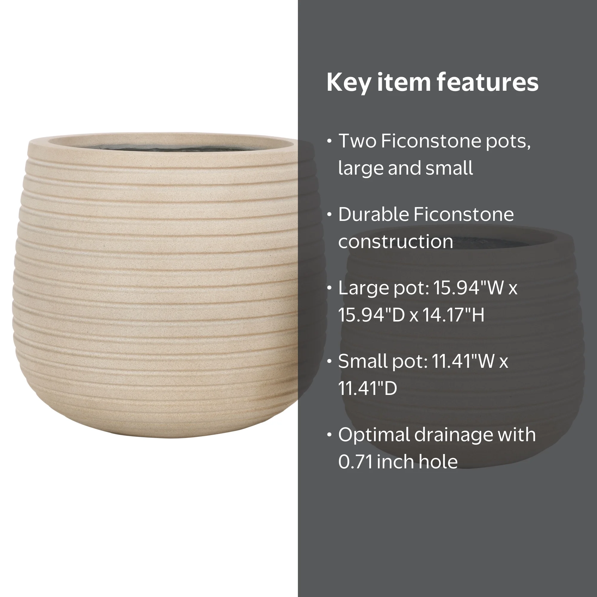 SAFAVIEH Jasper Assorted Cylinder Beige Ficonstone Solid Plant Pot