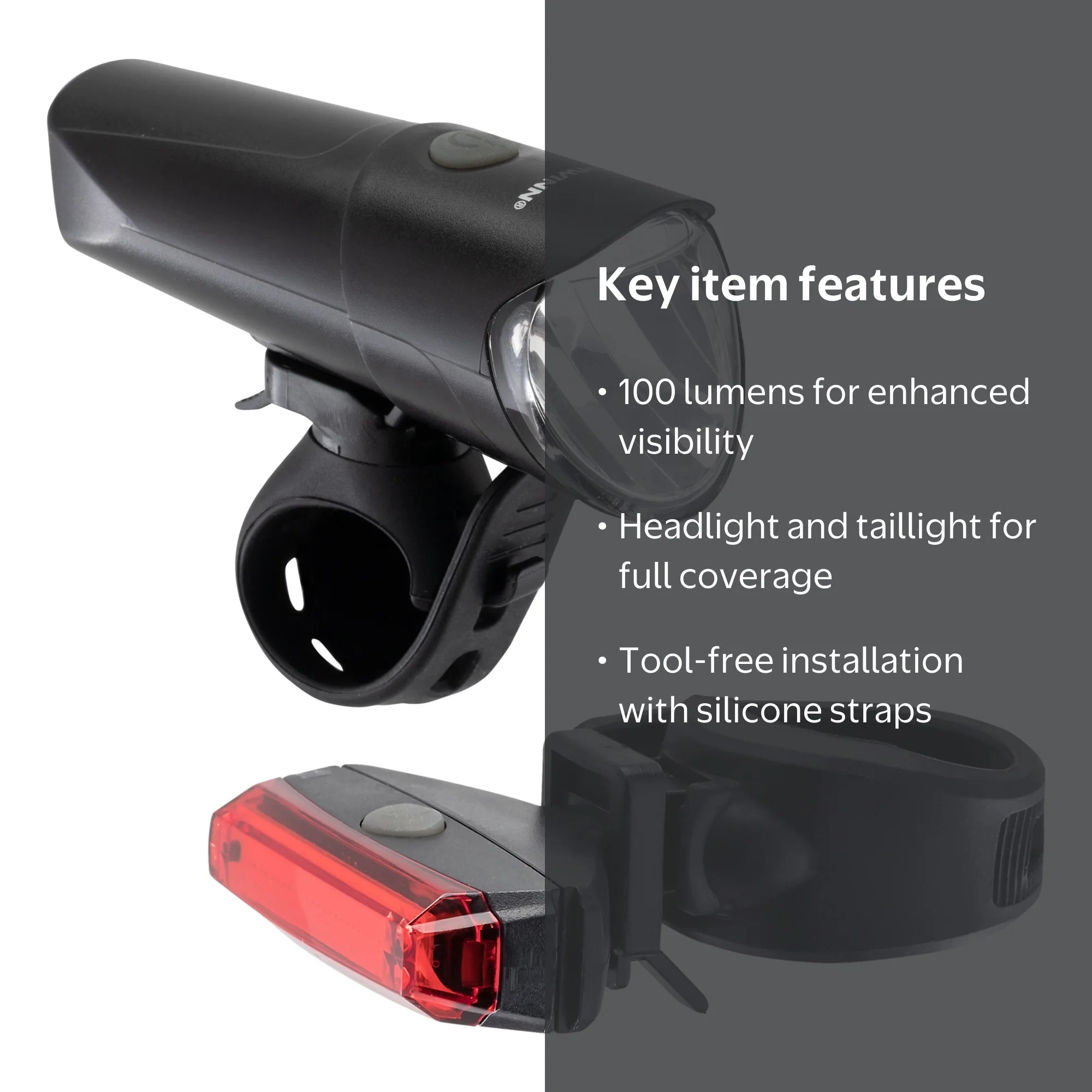 Schwinn Intensa Bike Light Set, 100 Lumens, USB Rechargeable