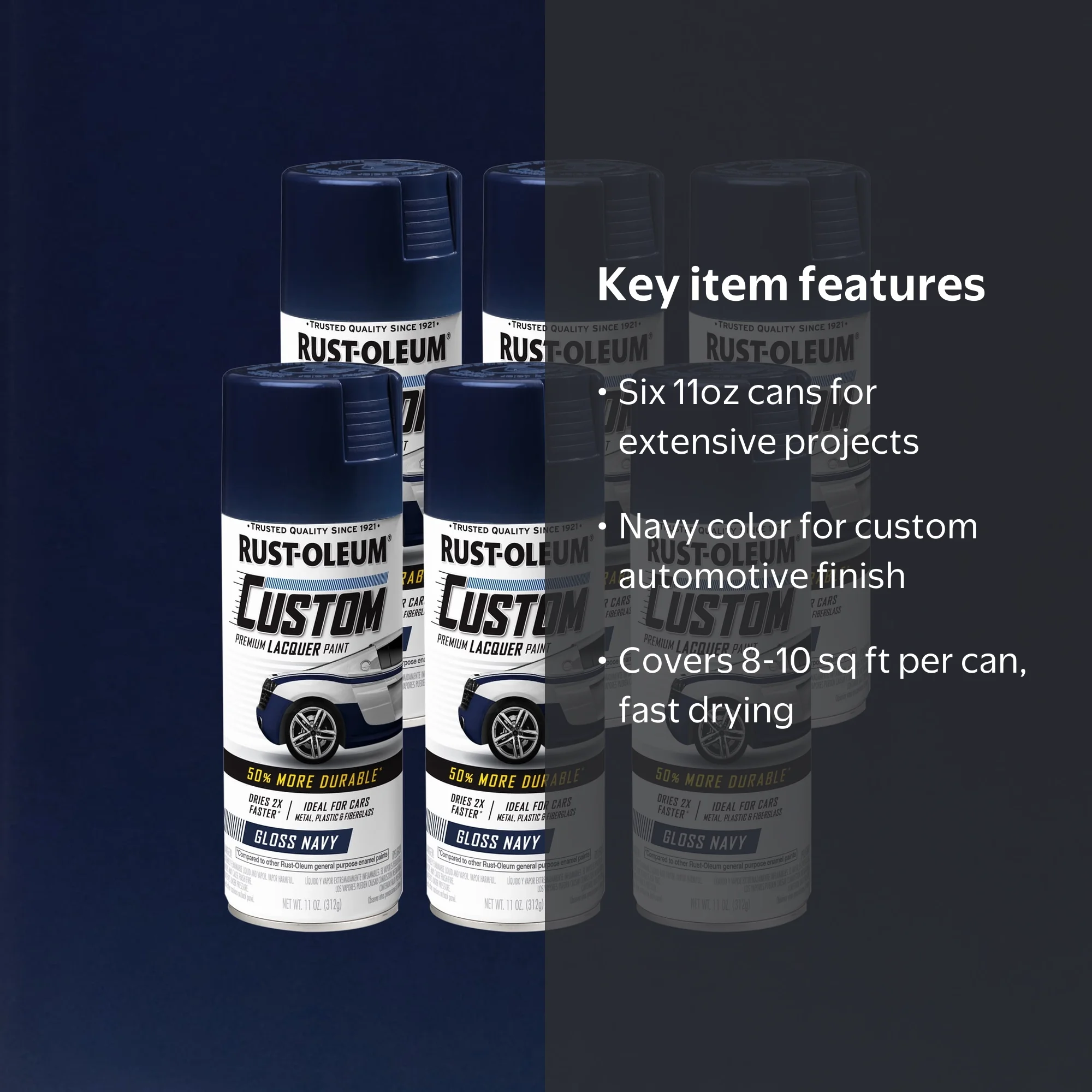 yori ギンガムスカラップカラー(NAVY) 6 Pack, Navy, Rust-Oleum Automotive Custom Lacquer Gloss Spray