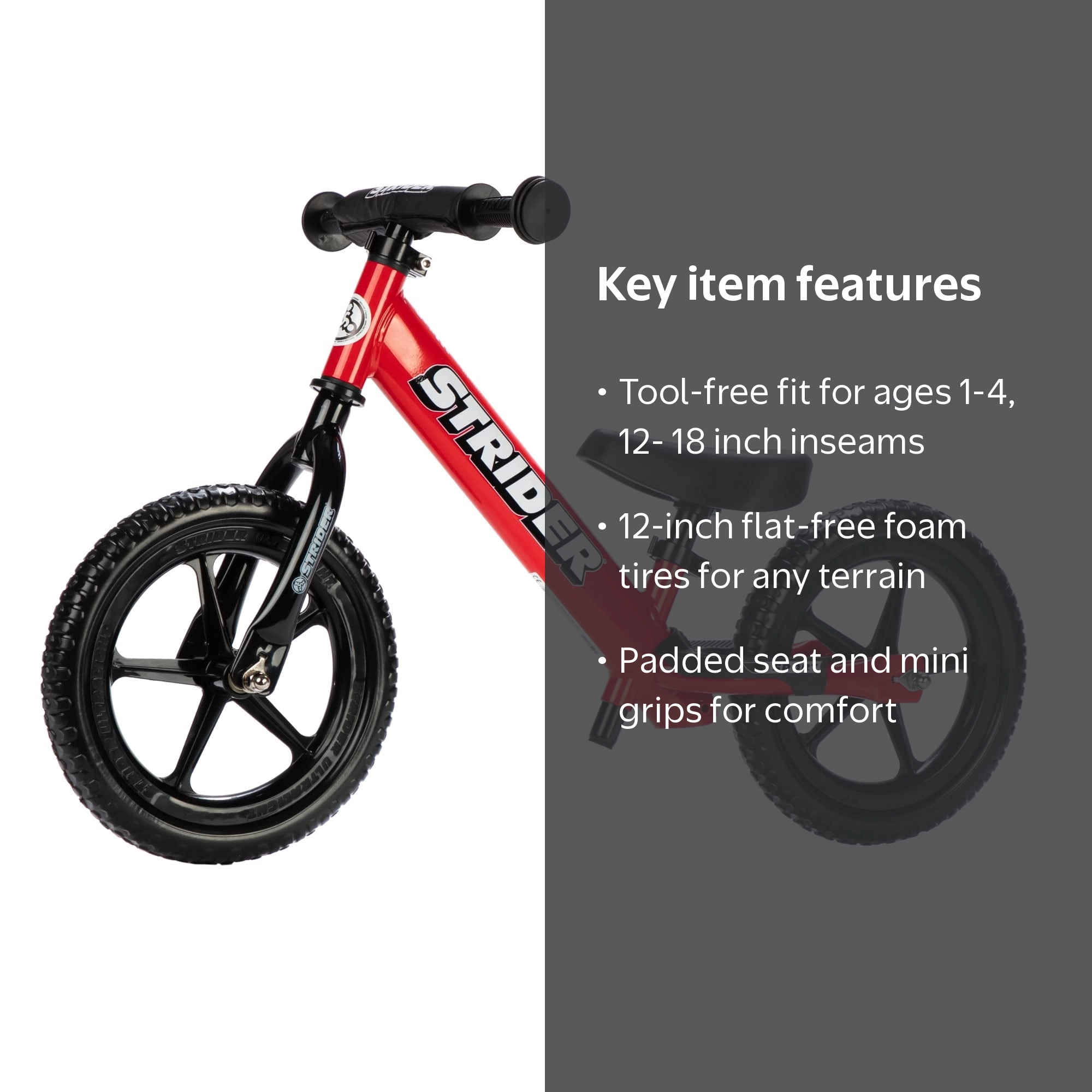 Strider 12 Sport Bike, Red - No Pedal Balance Bicycle for Kids 1