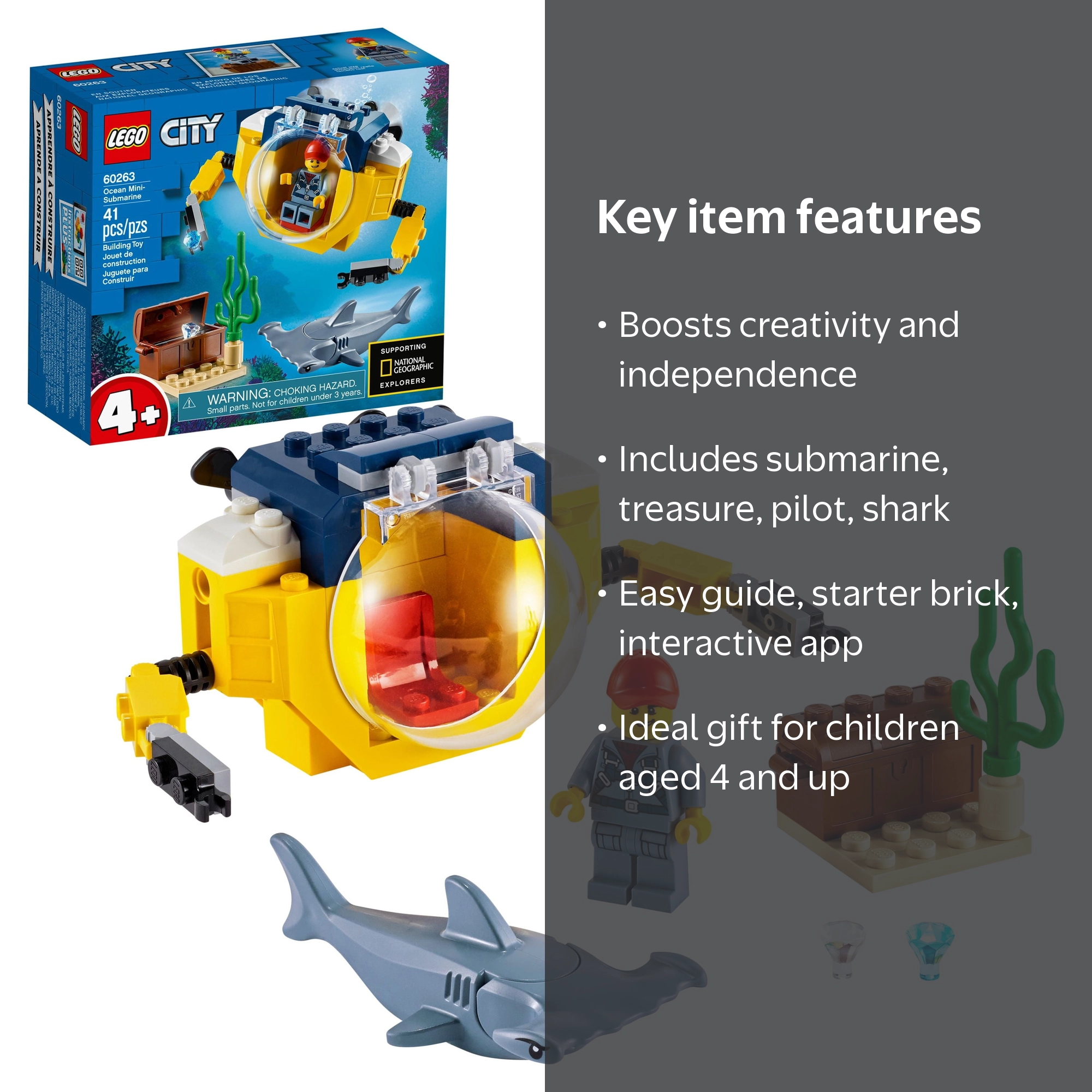 LEGO, Ocean Mini-Submarine, 60263, 41 Pieces, Underwater Playset