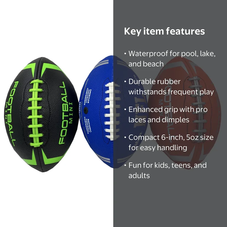 Magic Time Mini 6” Rubber Football Toy Ball, Kids Teen, Unisex