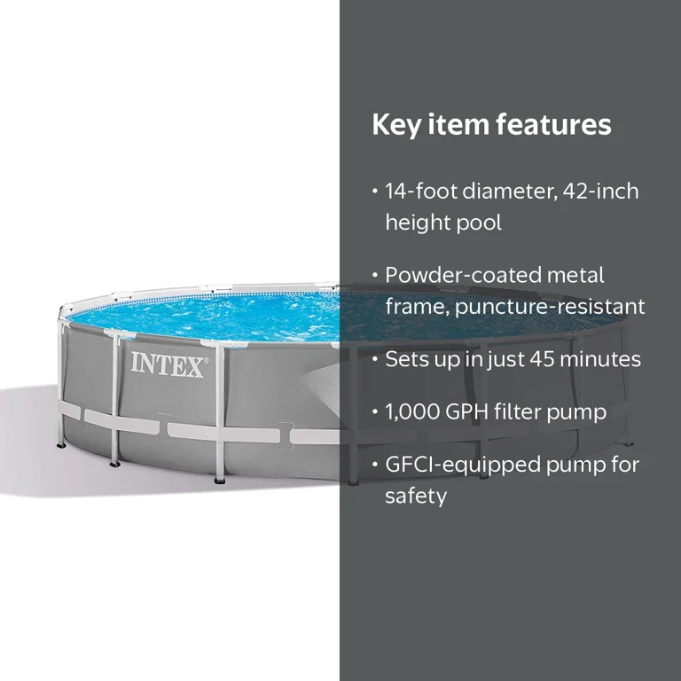 Intex, Pool, 14ft x 42 inch Prism Frame Above Ground with Pump