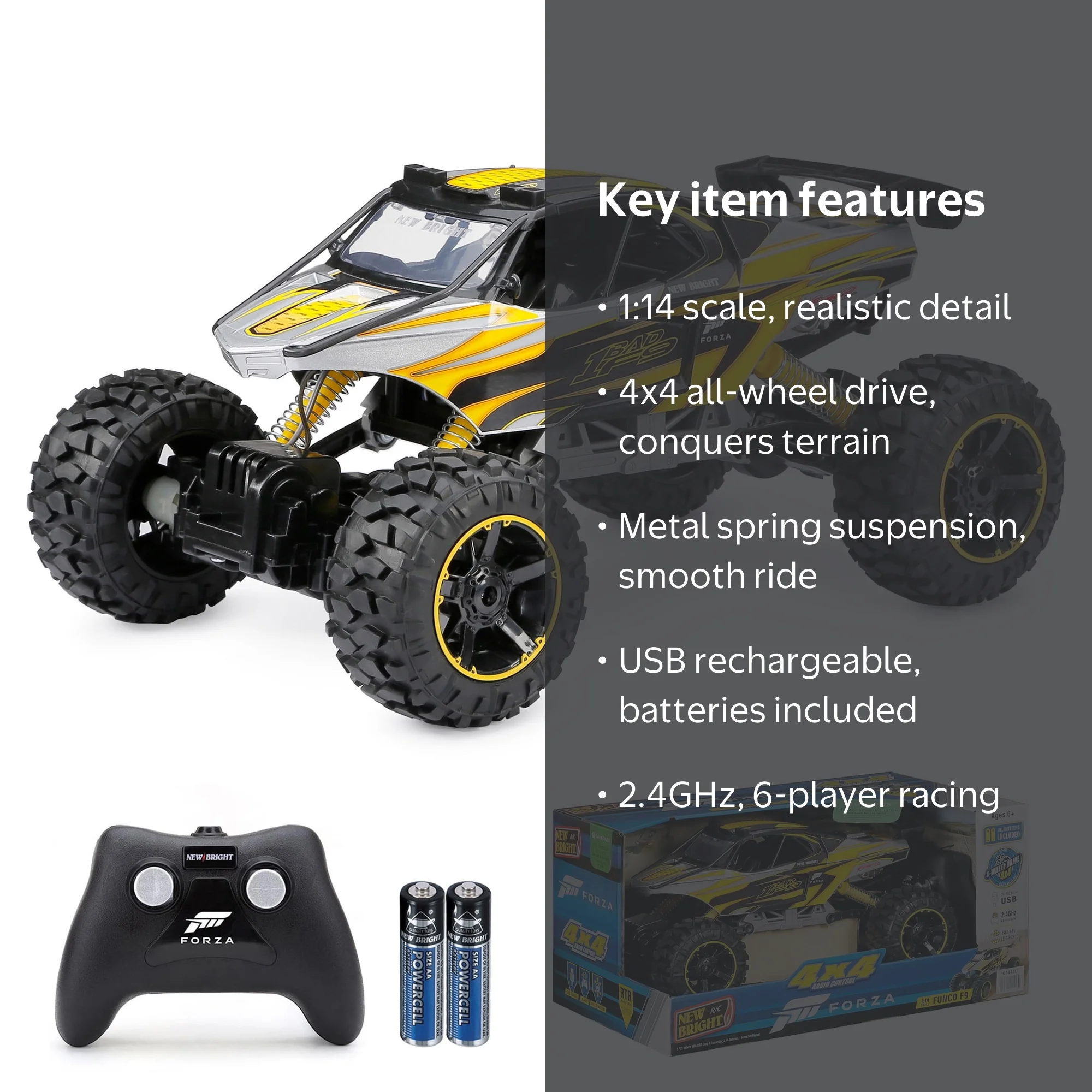 New Bright (1:14) Forza Funco F9 Battery Remote Control 4X4 Silver