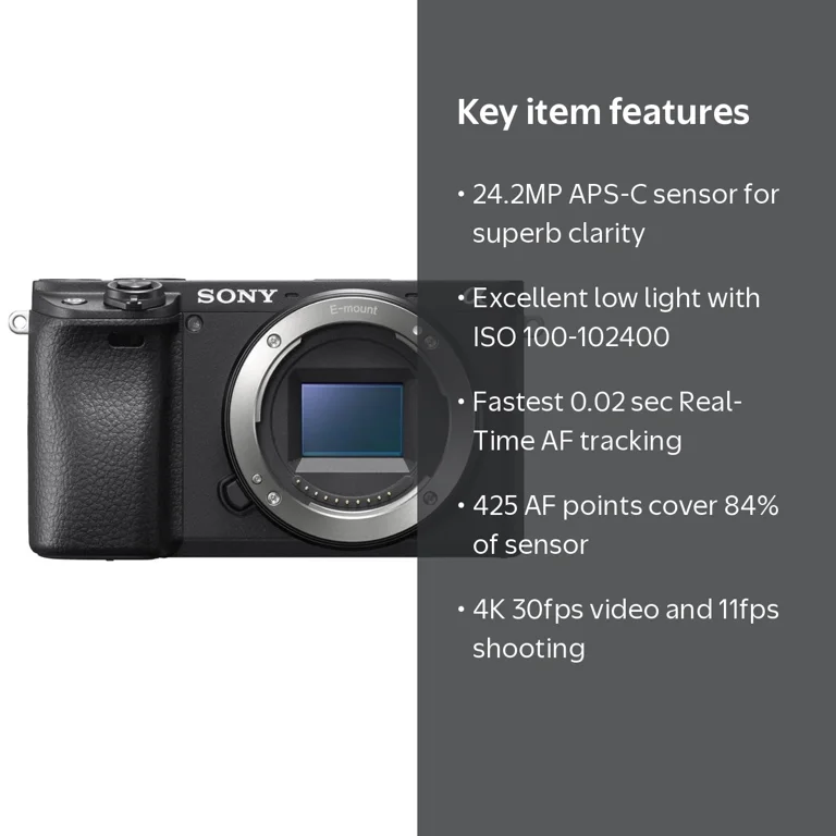 Sony a6400 ILCE-6400 Mirrorless Camera Body Only Black 24.2 MP 4K