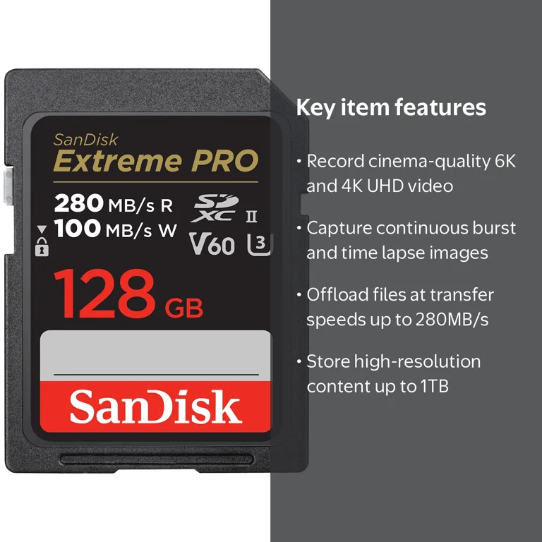 SanDisk, SDXC Memory Card, 128GB, Extreme PRO UHS-II - Walmart.com SanDisk, SDXC Memory Card, 128GB, Extreme PRO UHS-II - Walmart.com