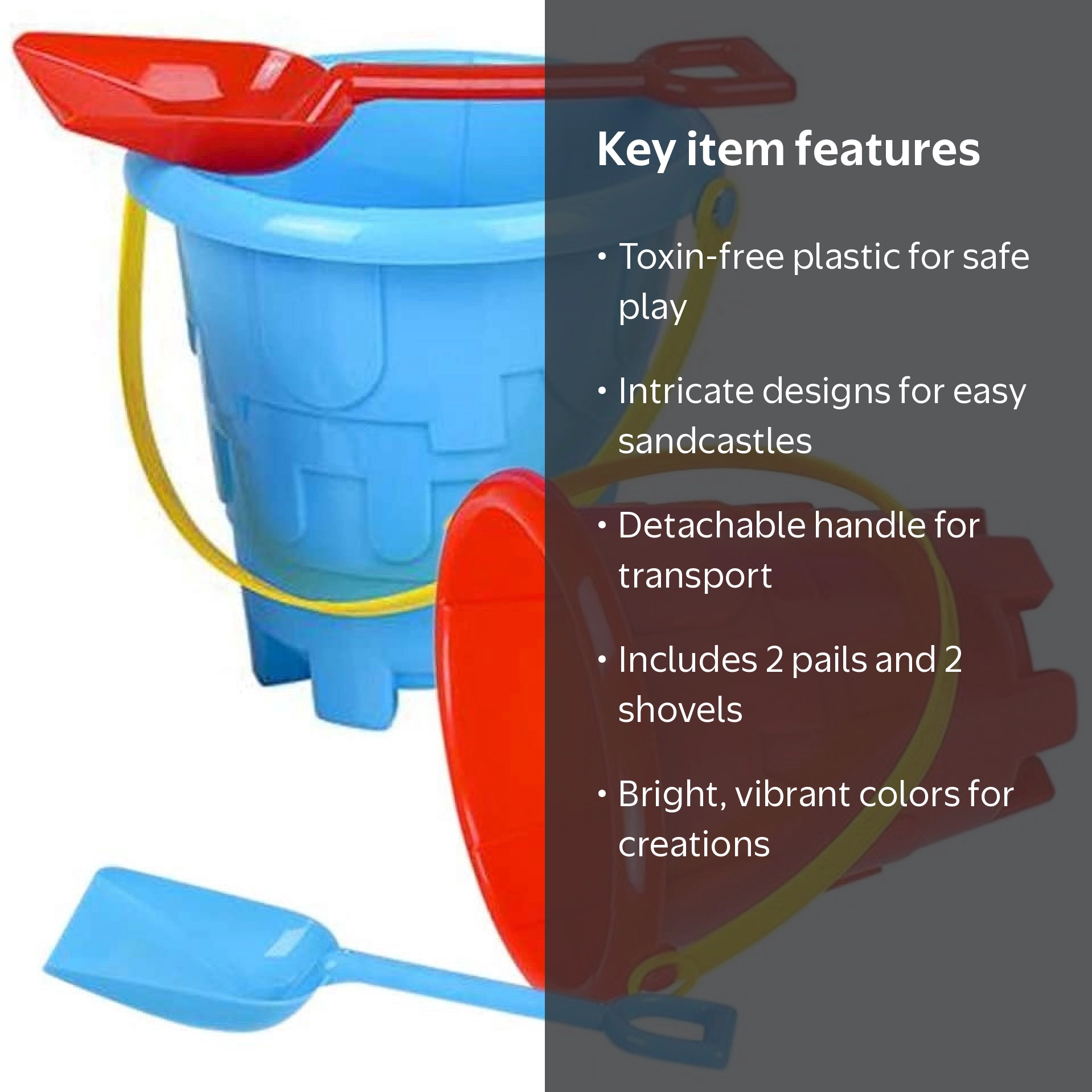ArtCreativity Plastic Castle Children's Beach Sand Pail Bucket and