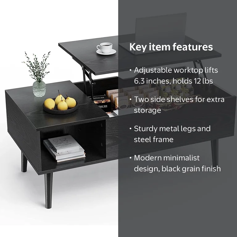 edx Wooden Lift Top Coffee Table with Hidden Compartments and