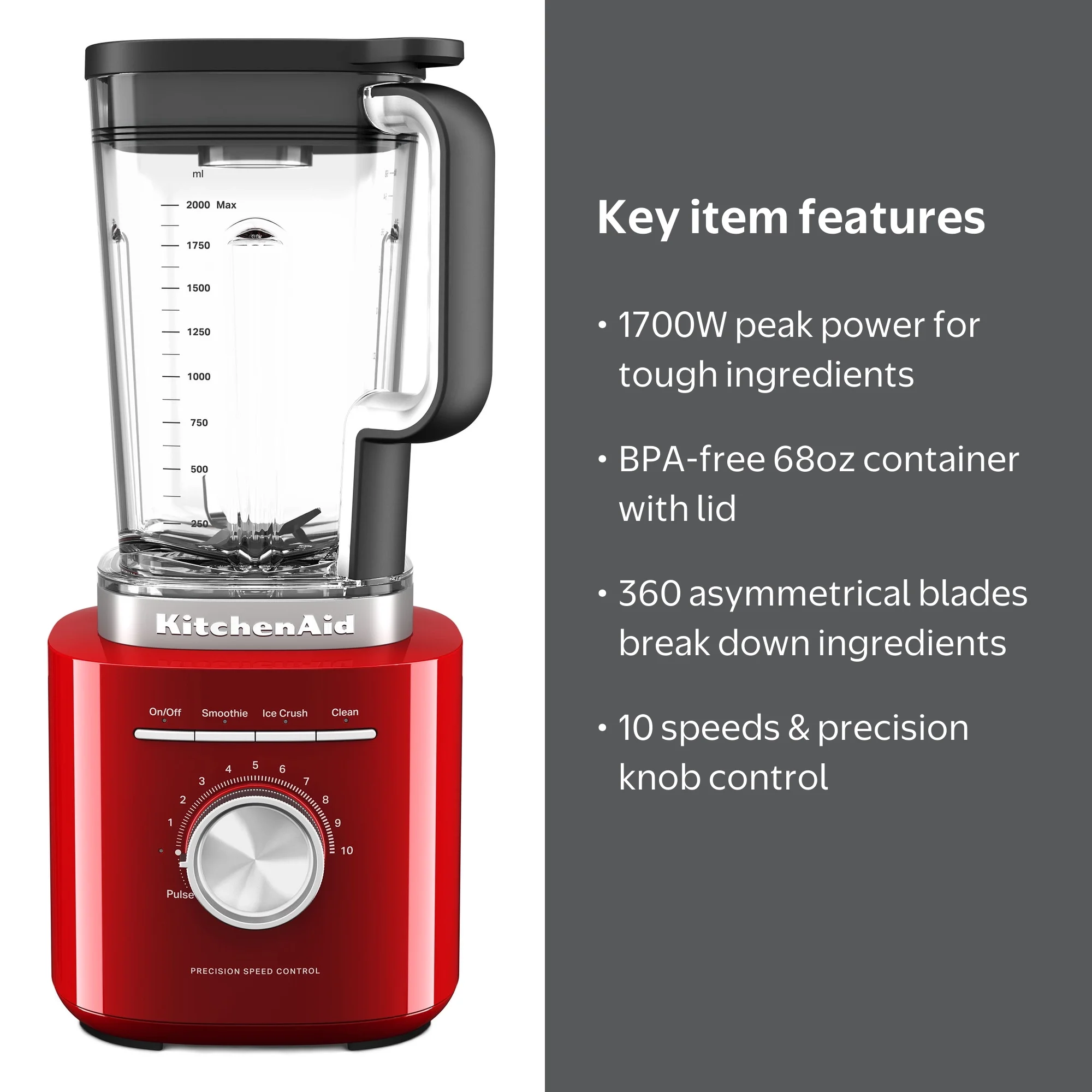 KitchenAid 68 oz Pure Power Blender, 1700 Watt Peak Power*, Empire
