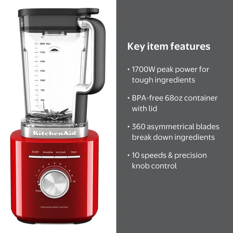 KitchenAid 68 oz Pure Power Blender, 1700 Watt Peak Power*, Empire