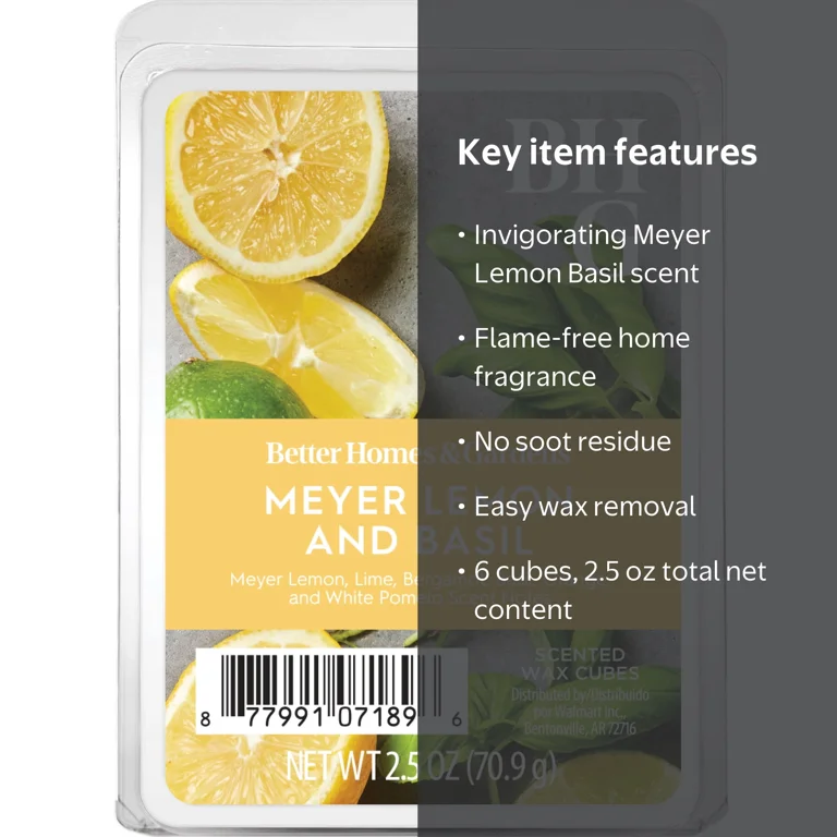 Better Homes & Gardens Meyer Lemon Basil Scented Wax Melts 2.5 oz