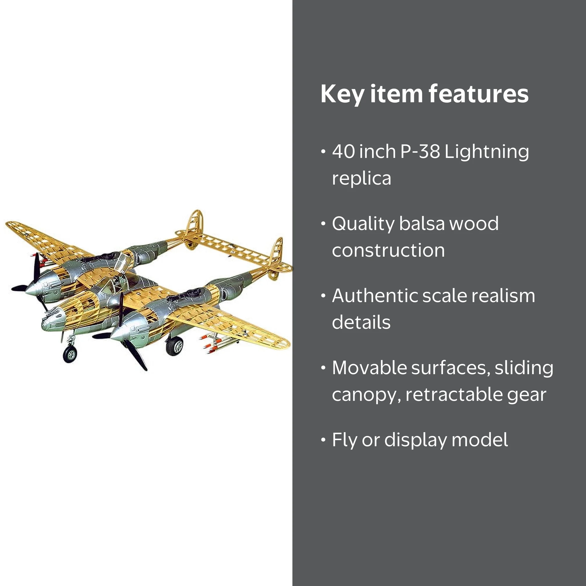 Guillow's Lockheed P-38 Lightning Model Kit - Walmart.com