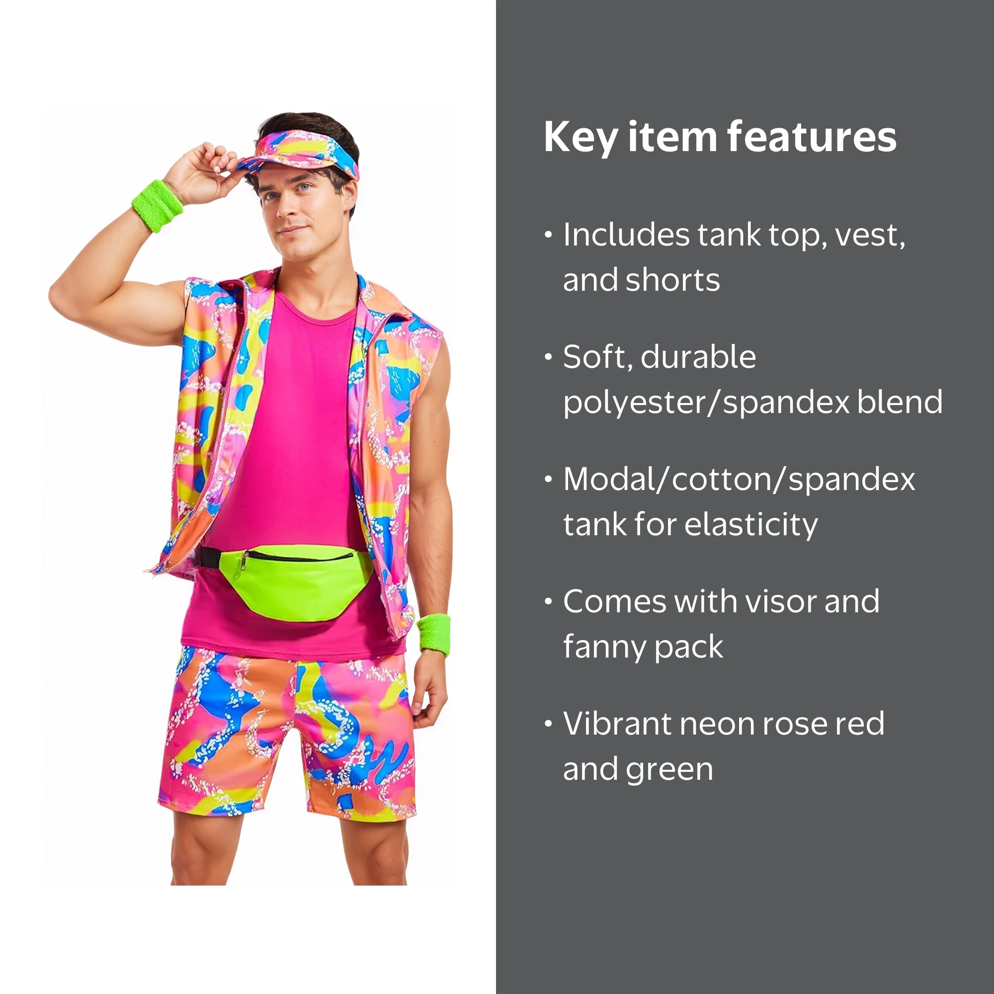 RTOPDS 80s Men Workout Costume,92s Outfit Clothing for Adults