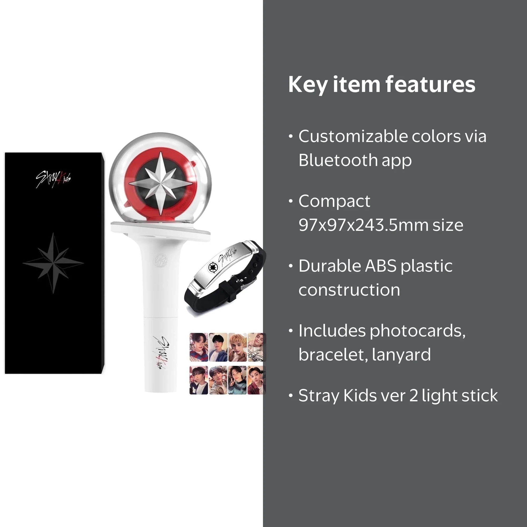 HABETI, Stray Kidss Lightstick Ver 2, 97x97x243.5mm, White