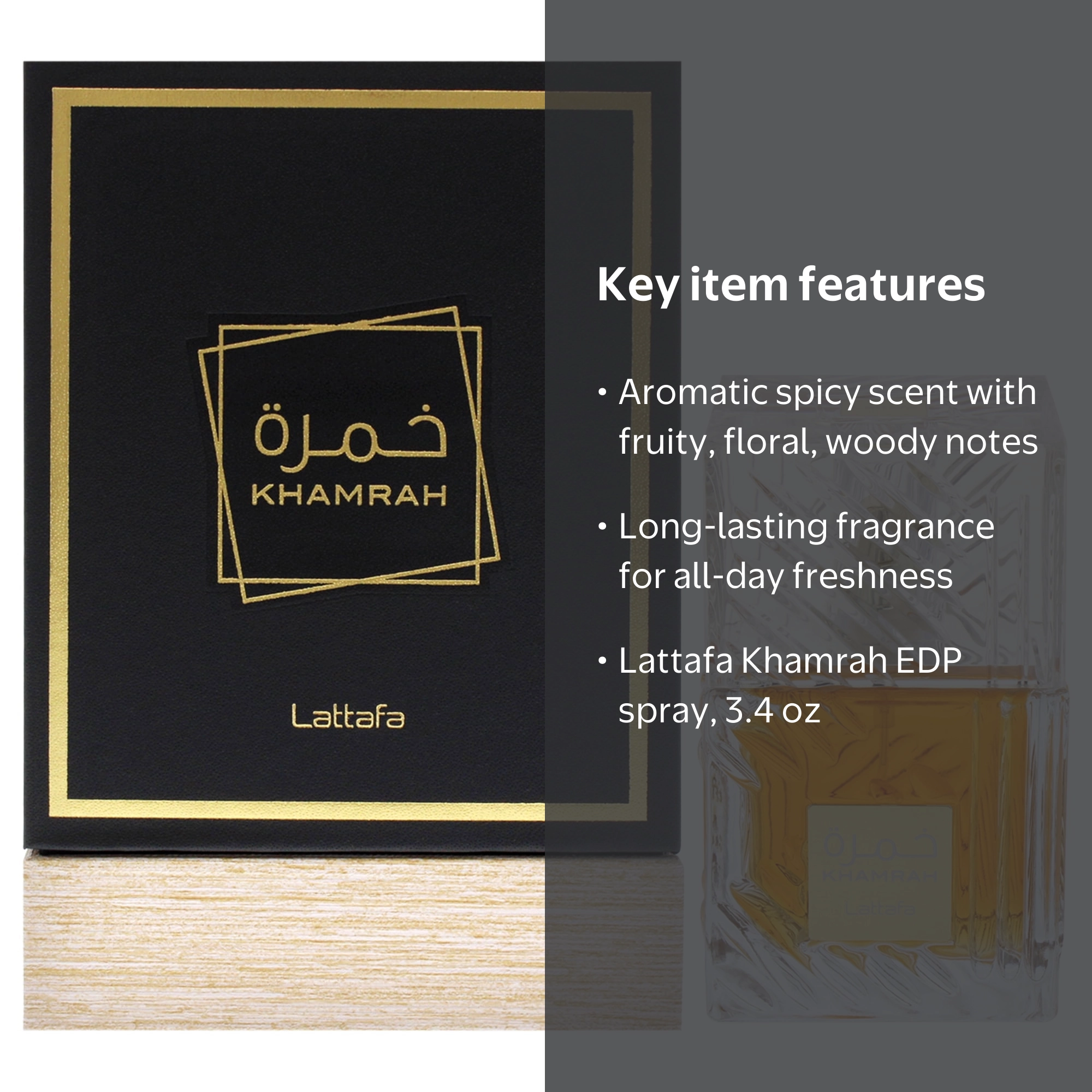 Lattafa Khamrah 3.4 oz EDP Spray, Long Lasting Aromatic Spicy
