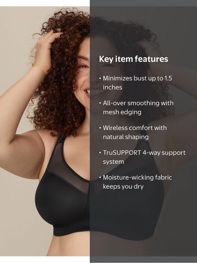 Playtex Women's 18 Hour Wirefree Smoothing Minimizer Bra, Model